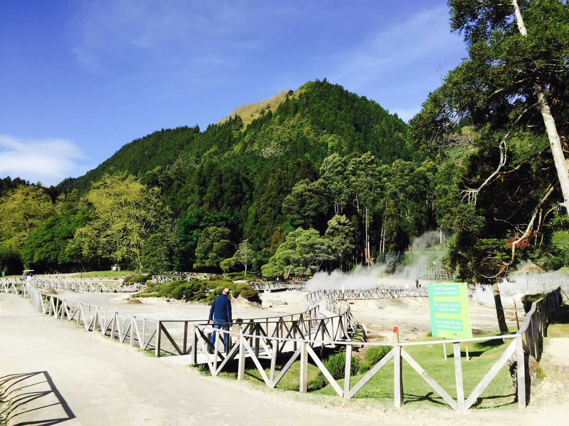 Activité géothermique à Fumarolas da Lagoa das Furnas, île de São Miguel